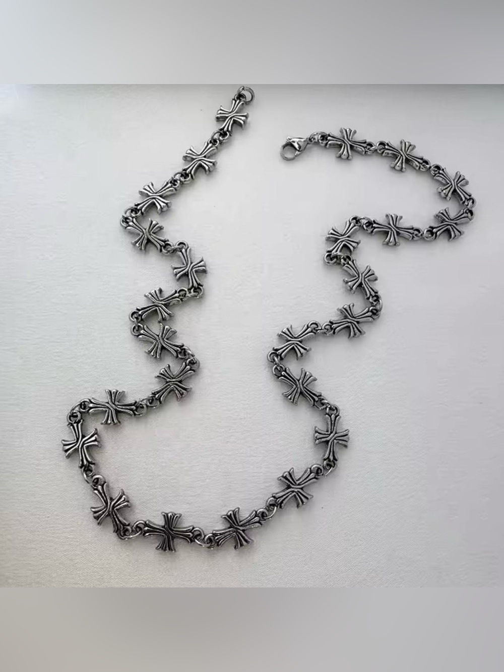 Sterling Silver Cross Link Necklace - Silver